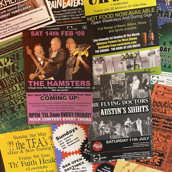 Notice Board of Events for the 75 Years of Music Exhibition at Harlow Museum