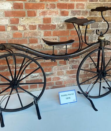 A Hobby Horse Bicycle from 1818 at the Harlow Museum